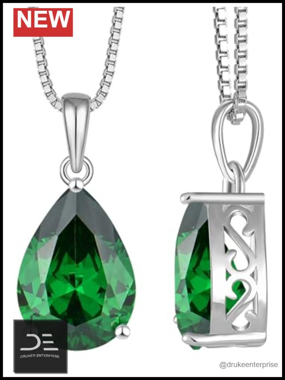 Pear Cut Pendant Necklace 925 Sterling Silver Teardrop Solitaire Fine Jewelry